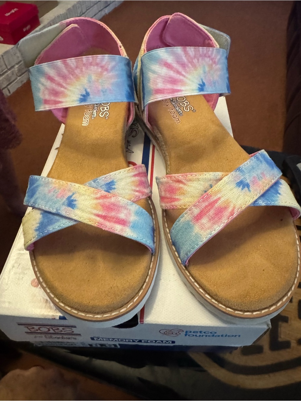 Skechers Women's Tie-Dye Strap Sandals in Pink and Blue